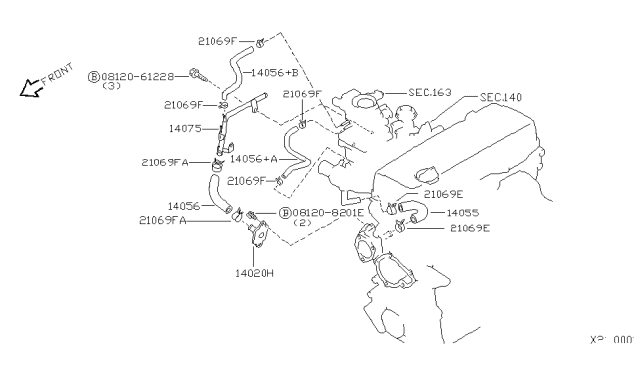 2003 Nissan Xterra Water Hose & Piping Diagram 1