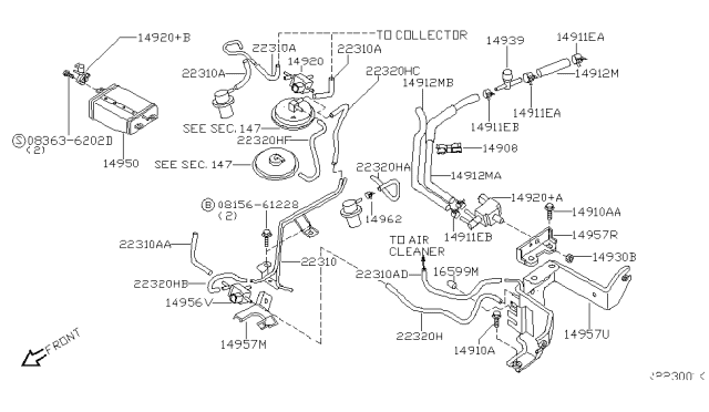 2004 Nissan Xterra CANISTER Assembly EVAP Diagram for 14950-5S502