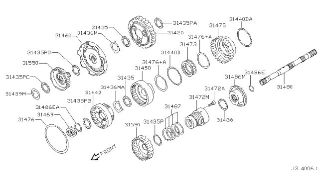 2001 Nissan Xterra Governor,Power Train & Planetary Gear Diagram 2