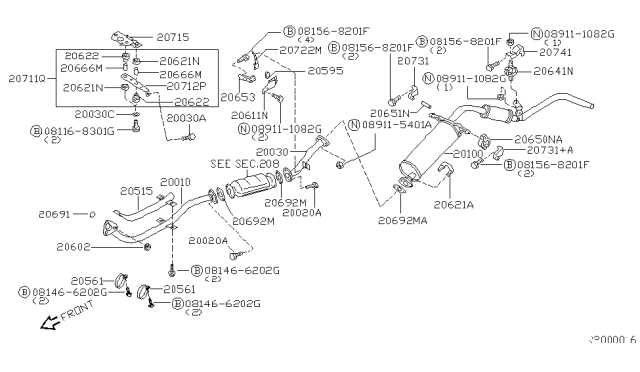 2003 Nissan Xterra Exhaust Tube & Muffler Diagram 5