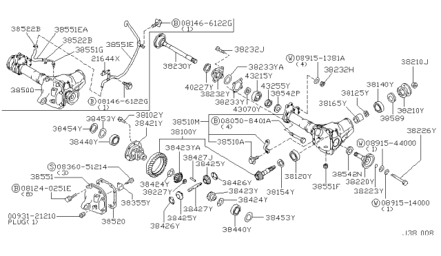 2002 Nissan Xterra FLANGE Assembly Side Diagram for 38220-21G00