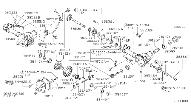 2002 Nissan Xterra SHIM Adjust Bearing 0.1 Diagram for 38233-01G11