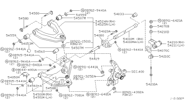 2000 Nissan Xterra Arm Assy-Anchor,Front Suspension RH Diagram for 54210-3S500