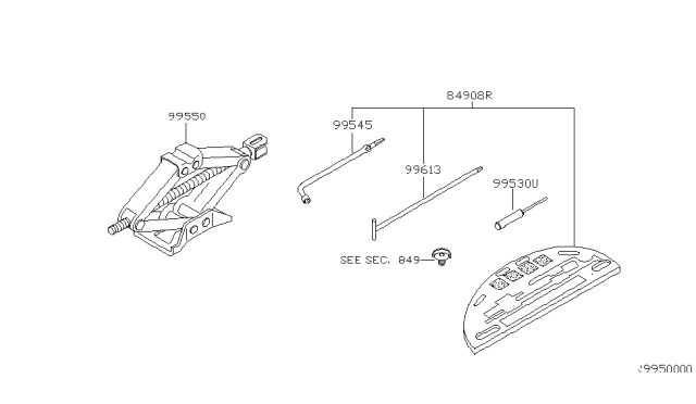 2004 Nissan Xterra Tool Kit & Maintenance Manual Diagram