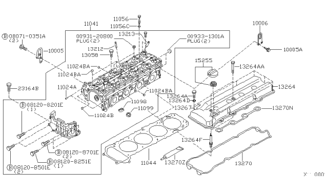 2001 Nissan Xterra Cylinder Head & Rocker Cover Diagram 1