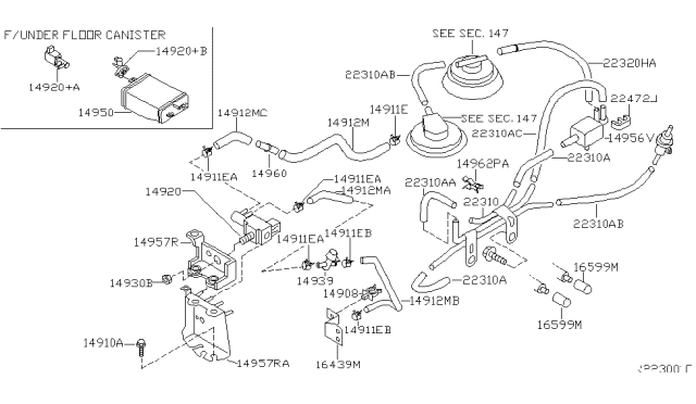 2002 Nissan Xterra Connector Diagram for 14960-5S500