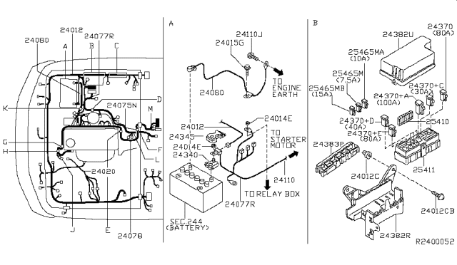 2001 Nissan Xterra Harness Assembly-EGI Diagram for 24011-9Z200