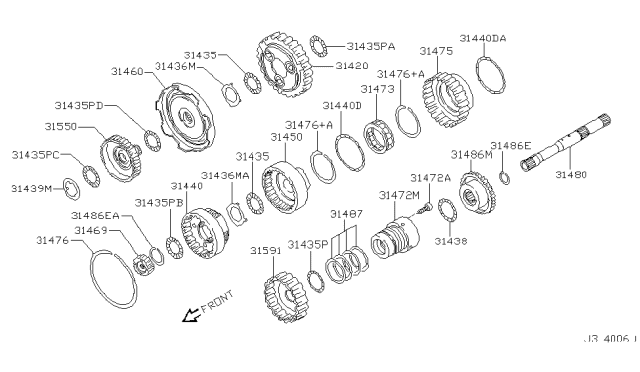 2001 Nissan Xterra Governor,Power Train & Planetary Gear Diagram 4