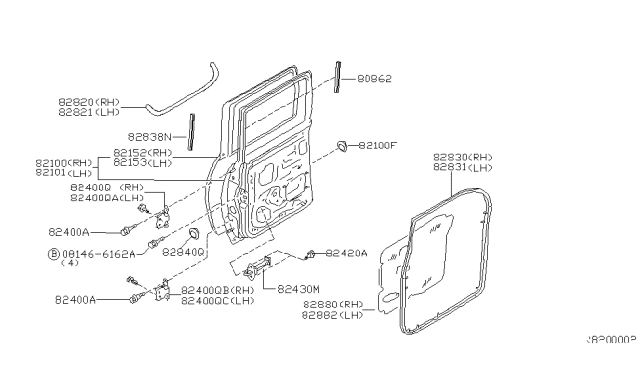 2004 Nissan Xterra Panel-Rear Door,Outer LH Diagram for 82153-7Z030