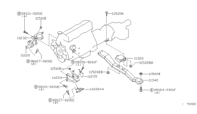 2003 Nissan Xterra Engine Mounting Insulator, Front Diagram for 11220-7Z010