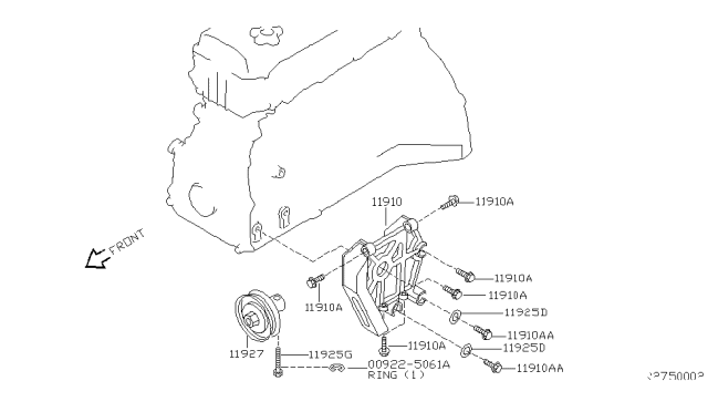 2001 Nissan Xterra Compressor Mounting & Fitting Diagram 1