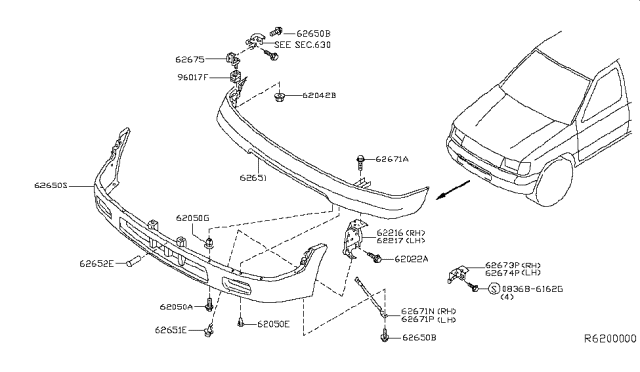 2000 Nissan Xterra Front Bumper Diagram