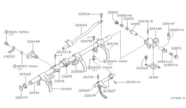 2004 Nissan Xterra Rod Fork Reverse Overdrive Diagram for 32815-03U15