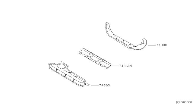 2002 Nissan Xterra Member-Cross,Rear Seat Diagram for 74540-7Z030