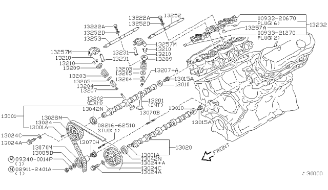 2004 Nissan Xterra Camshaft Assy Diagram for 13020-F4523