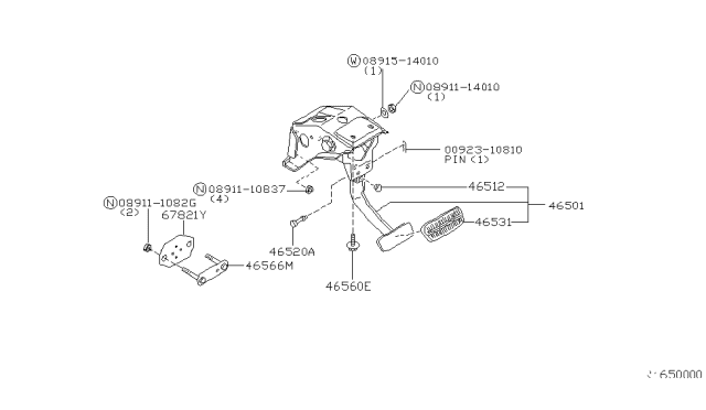 2004 Nissan Xterra Brake & Clutch Pedal Diagram 2