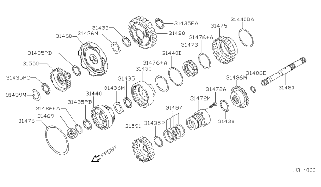 2001 Nissan Xterra Governor,Power Train & Planetary Gear Diagram 3