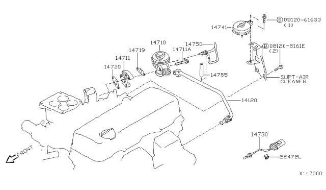 2001 Nissan Xterra EGR Parts Diagram 1