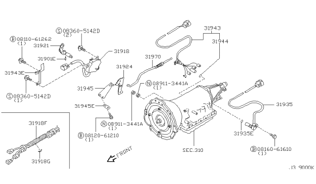 2001 Nissan Xterra Control Switch & System Diagram 1