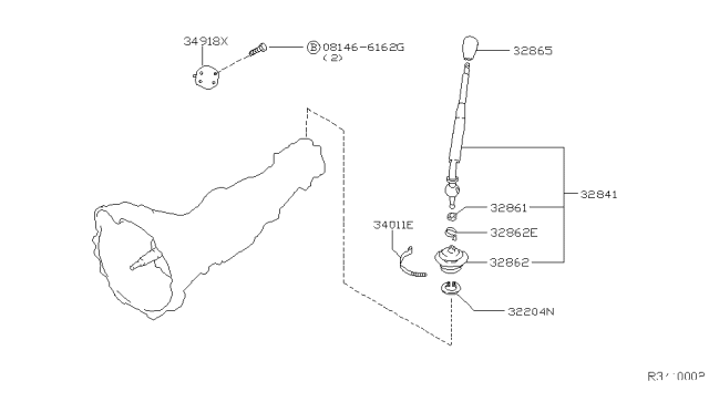 2003 Nissan Xterra Boot-Control Lever Diagram for 32862-8B010