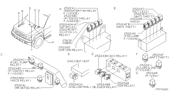 2002 Nissan Xterra Relay Diagram for 25230-79945