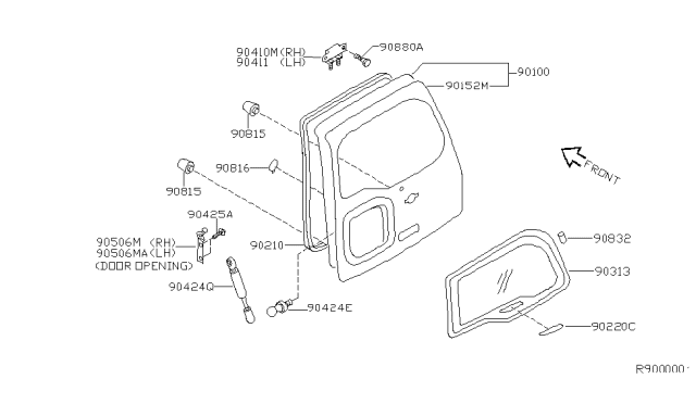 2001 Nissan Xterra Back Door Diagram for K0100-7Z130