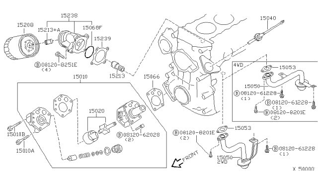 2000 Nissan Xterra Stud-Oil Filter Diagram for 15213-F4500