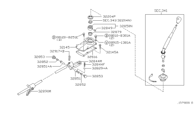 2003 Nissan Xterra Rod Striking, W/LEVER Diagram for 32890-05G20