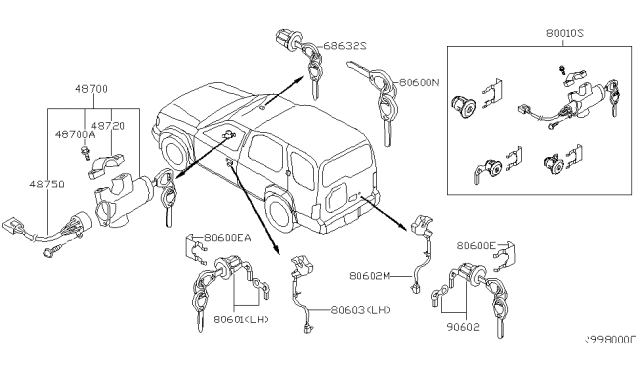 2002 Nissan Xterra Key Set & Blank Key Diagram 3