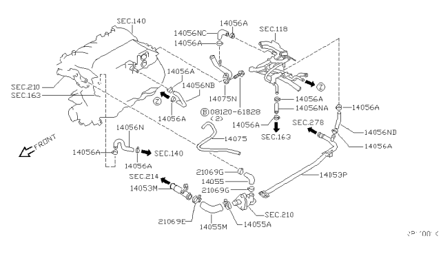 2003 Nissan Xterra Water Hose & Piping Diagram 7