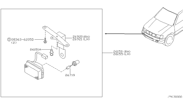 2001 Nissan Xterra Fog,Daytime Running & Driving Lamp Diagram 1