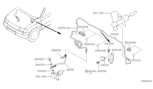 2003 Nissan Xterra Hose ASY Clutch Diagram for 30855-2Z600