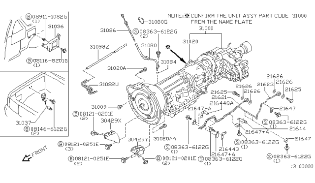 2000 Nissan Xterra Auto Transmission,Transaxle & Fitting Diagram 2