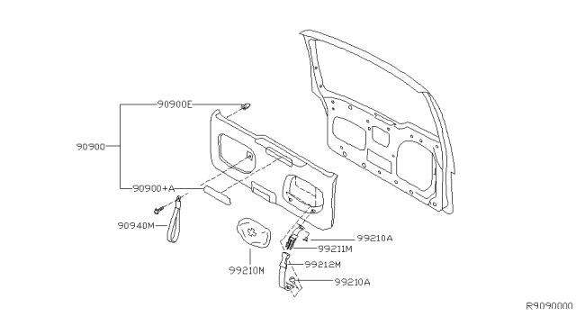 2002 Nissan Xterra Finisher Assy-Back Door Diagram for 90904-7Z000