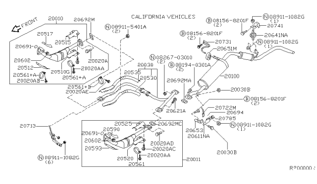 2000 Nissan Xterra Exhaust Tube & Muffler Diagram 4