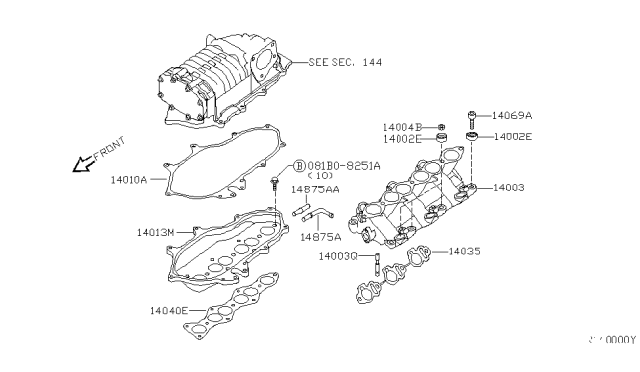 2003 Nissan Xterra Connector-Vacuum Hose Diagram for 14875-64J02