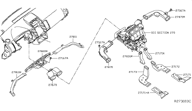 2015 Nissan Sentra Duct-Heater Diagram for 27850-3SH1A