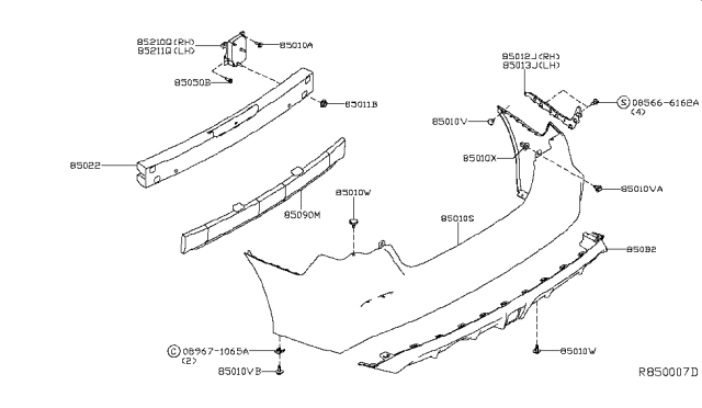 2016 Nissan Sentra Rear Bumper Diagram 3