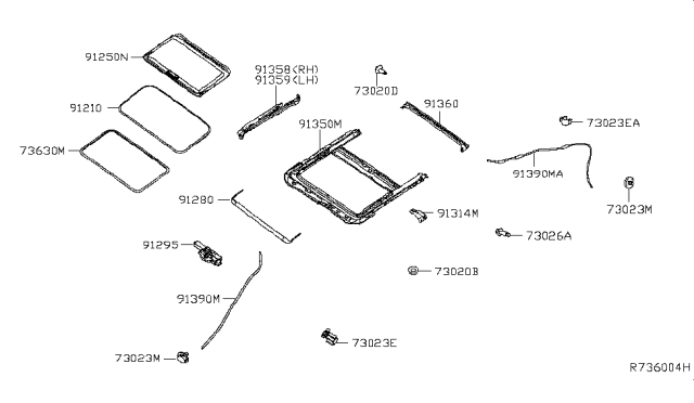 2019 Nissan Sentra Shade Assy-Sunroof Diagram for 91250-3SG0A