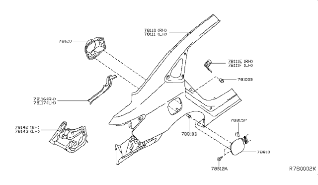 2015 Nissan Sentra Rear Fender & Fitting Diagram 1