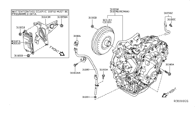 2018 Nissan Sentra Auto Transmission,Transaxle & Fitting Diagram 2