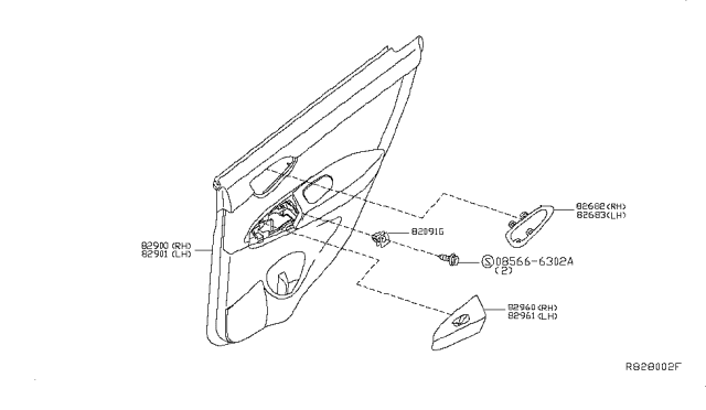 2016 Nissan Sentra Rear Door Trimming Diagram