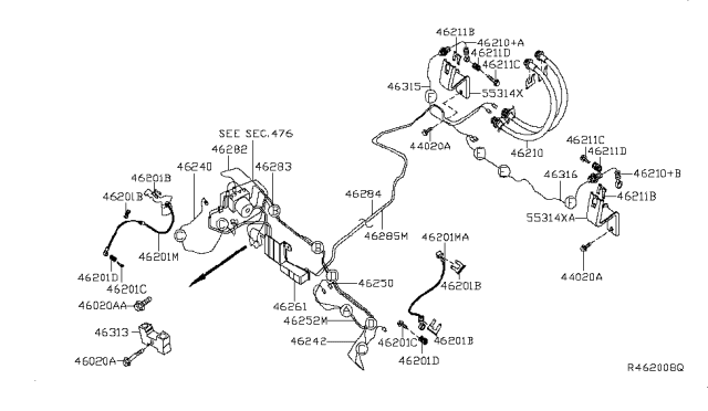 2015 Nissan Sentra Brake Piping & Control Diagram 2