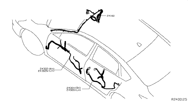 2016 Nissan Sentra Harness-Front Door,RH Diagram for 24124-3SG0E