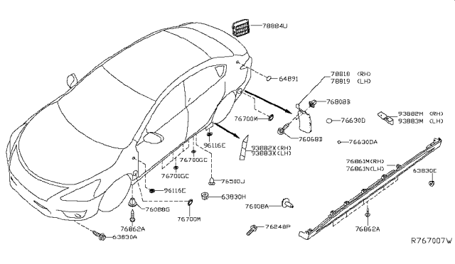 2016 Nissan Sentra Plate-Closing,Rear Bumper LH Diagram for 78819-3SG1A