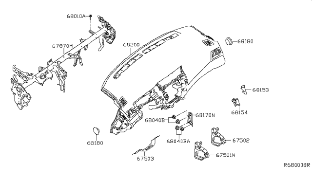 2014 Nissan Sentra Instrument Panel,Pad & Cluster Lid Diagram 1