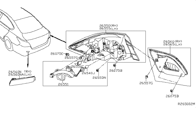 2015 Nissan Sentra Combination Lamp Assembly-Rear,NO2 RH Diagram for 26550-3SH5A