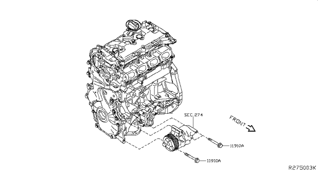 2014 Nissan Sentra Compressor Mounting & Fitting Diagram