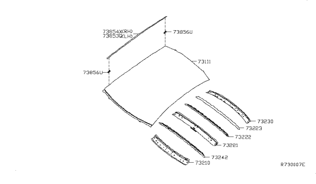 2015 Nissan Sentra Roof Panel & Fitting Diagram 1