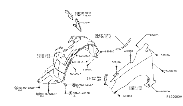 2018 Nissan Sentra Fender-Front,LH Diagram for F3101-3YUMA